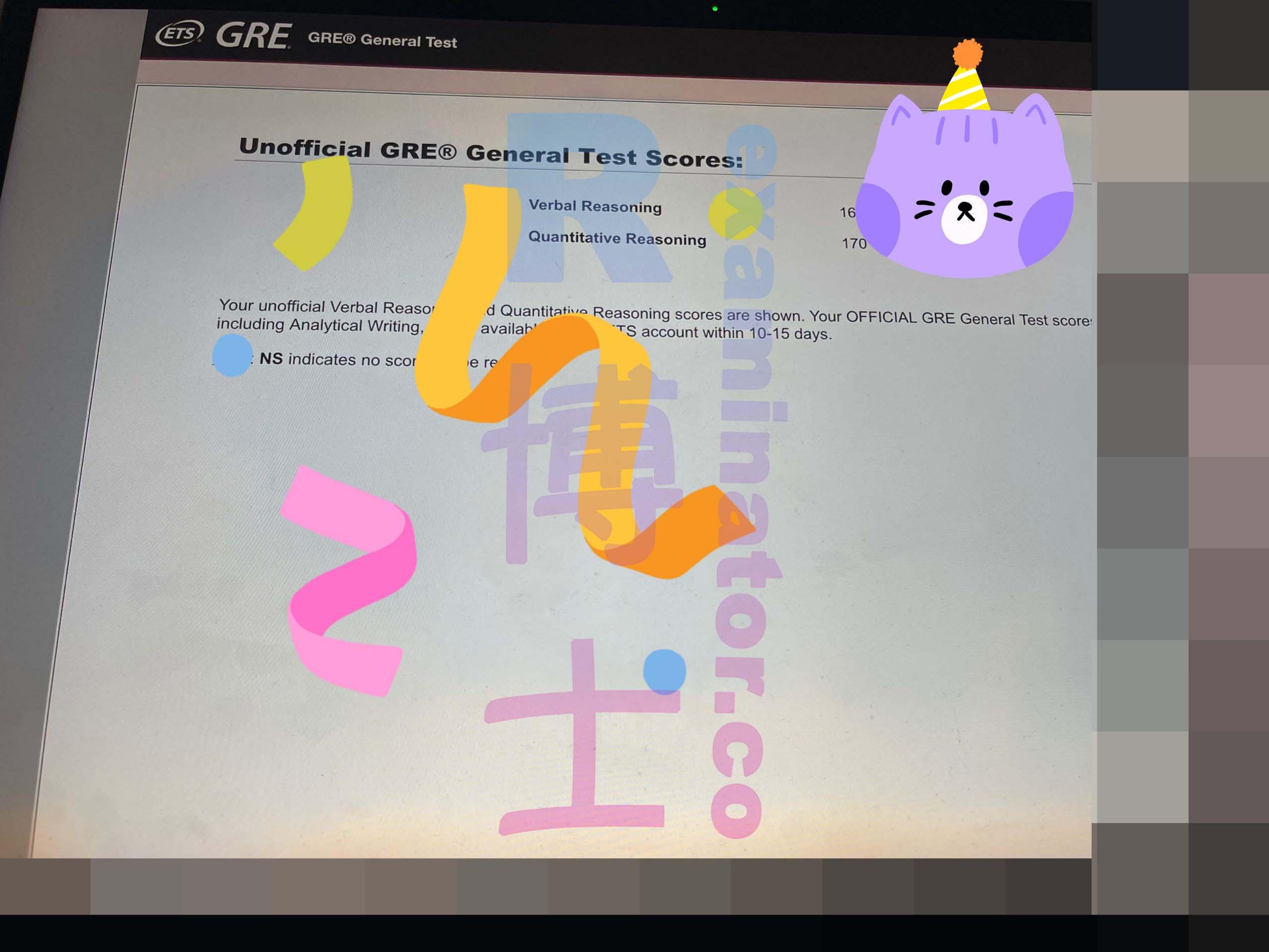 score image for GRE Cheating success story #148