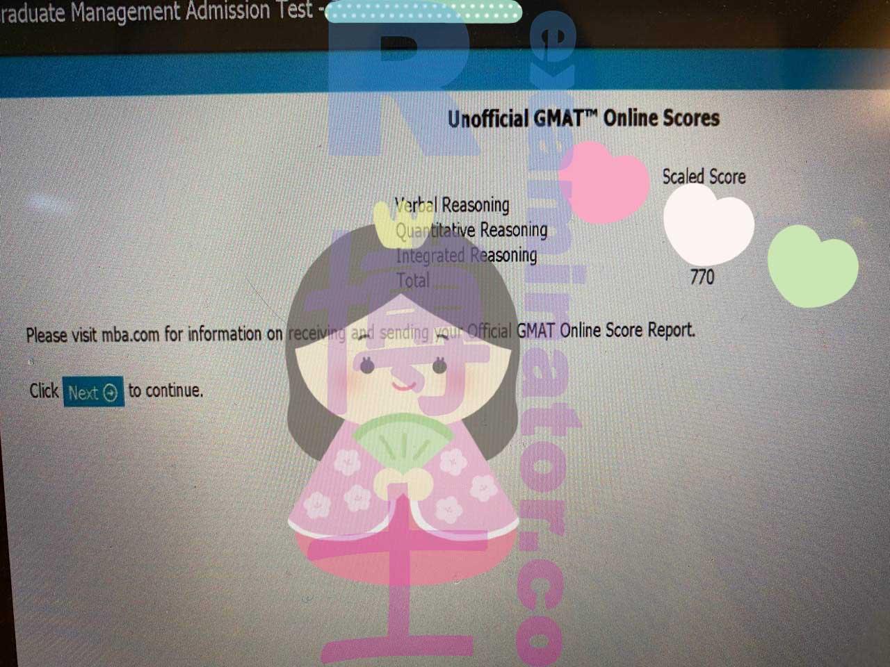 score image for GMAT Cheating success story #319