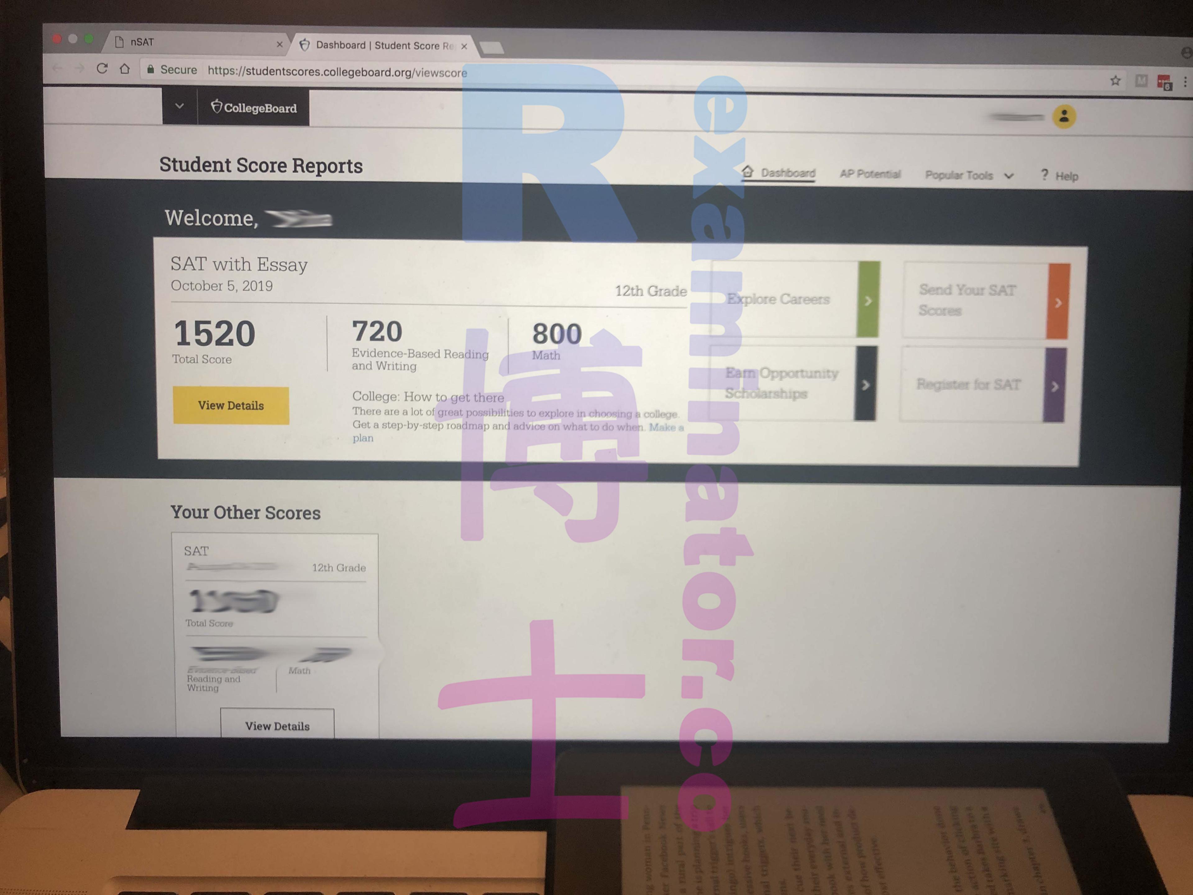score image for SAT Cheating success story #55
