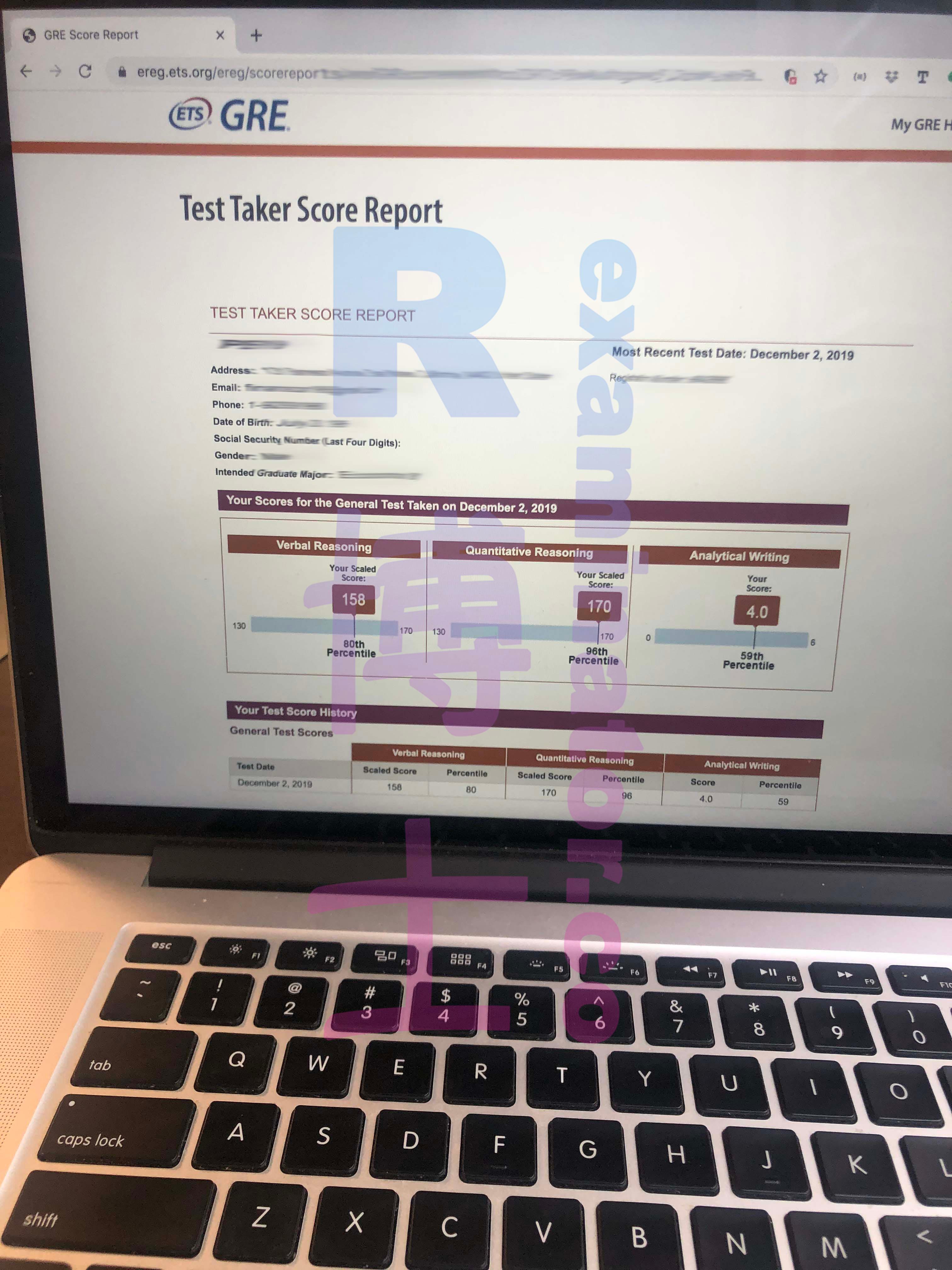 score image for GRE Cheating success story #63
