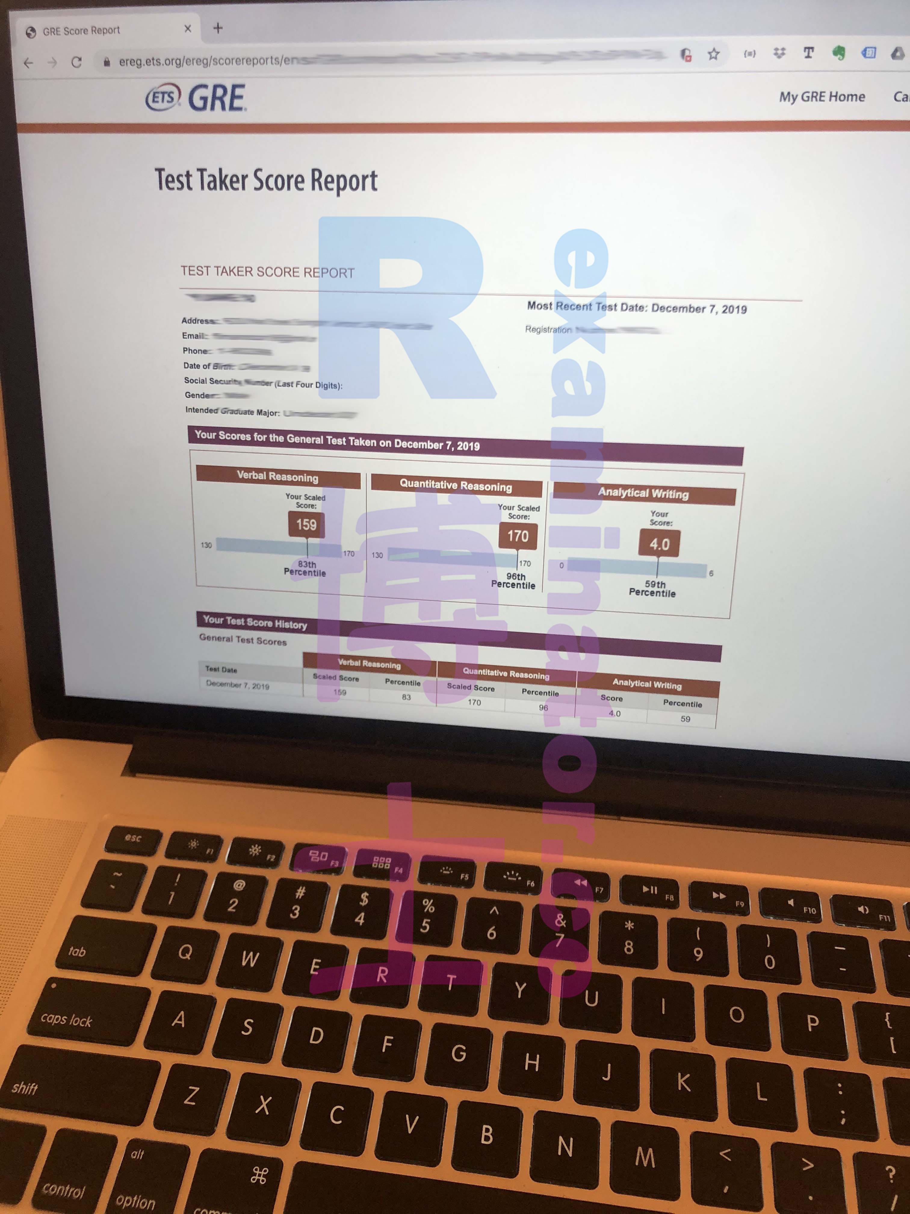 score image for GRE Cheating success story #64