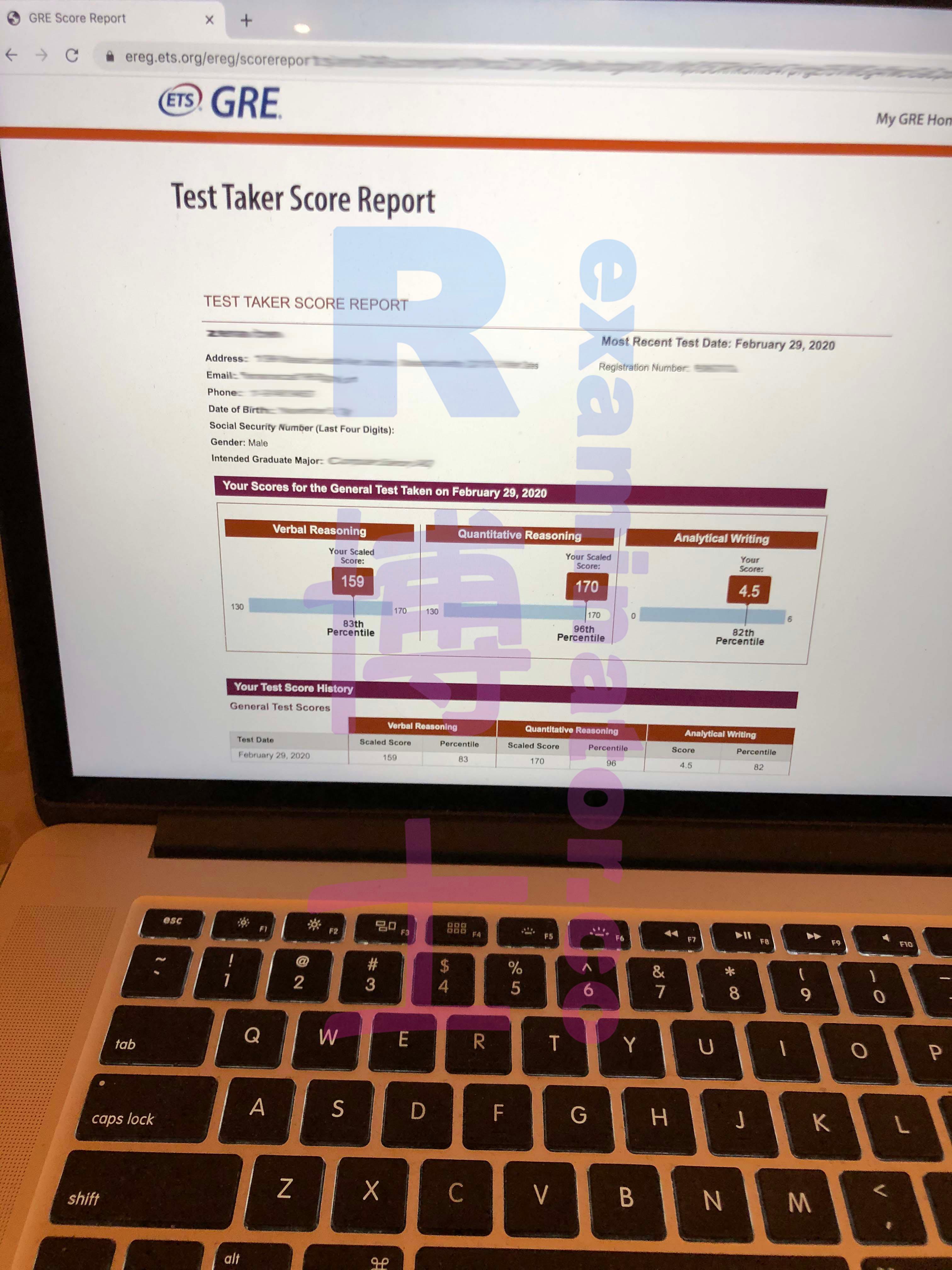 score image for GRE Cheating success story #68