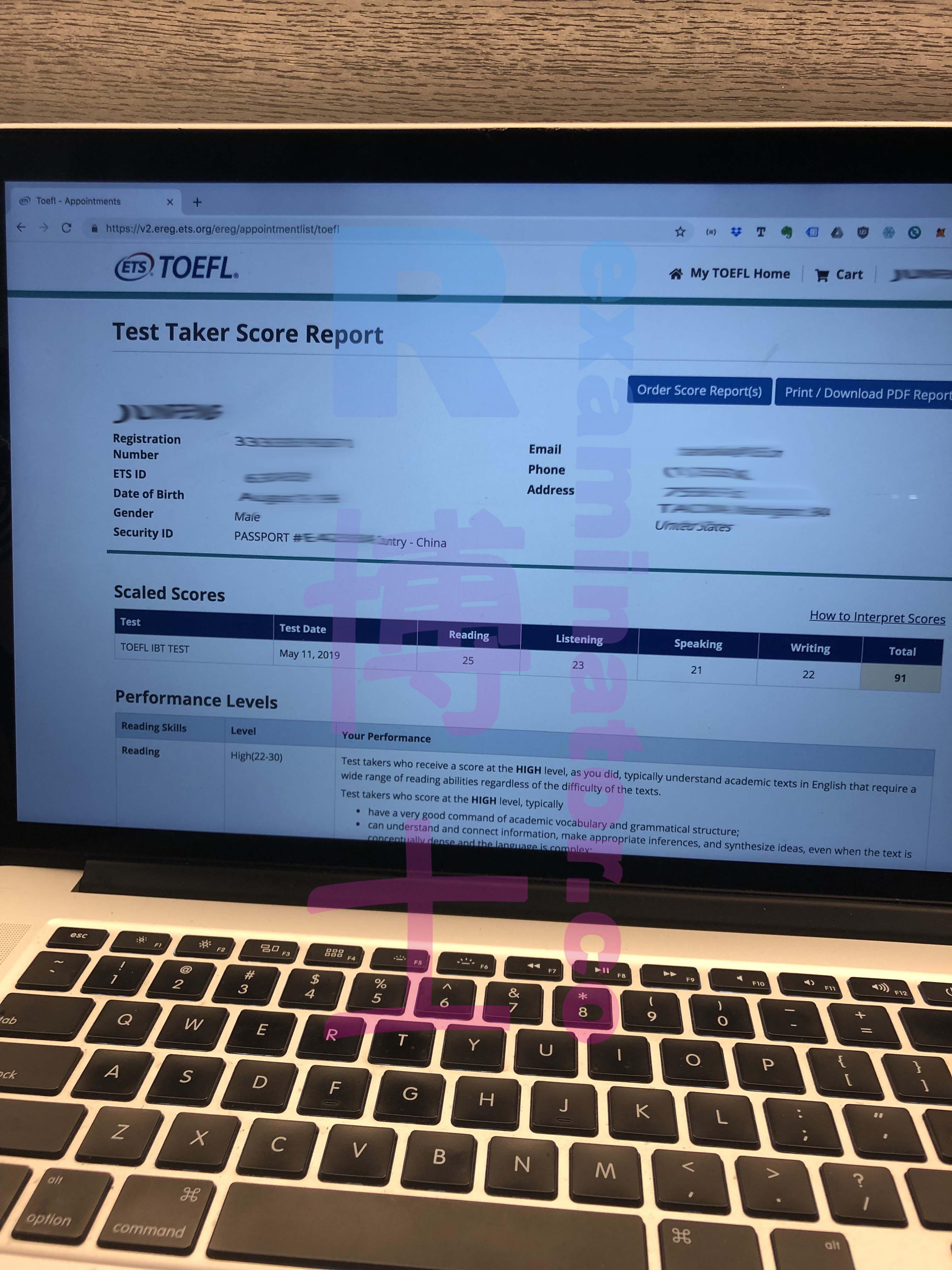 score image for TOEFL Cheating success story #36