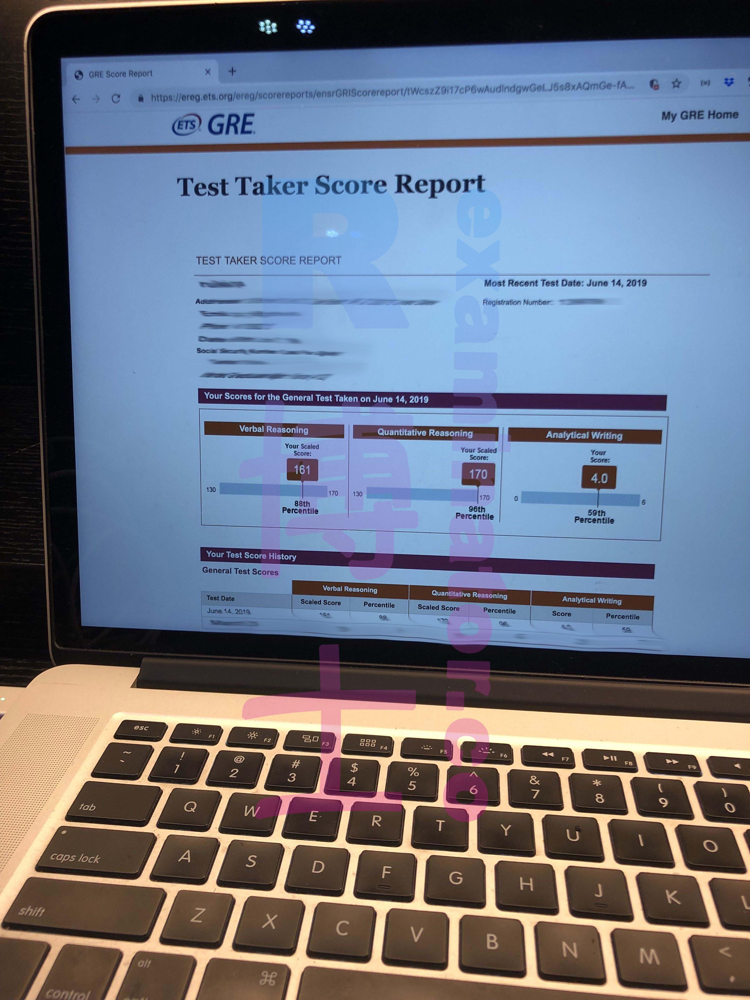 score image for GRE Cheating success story #41
