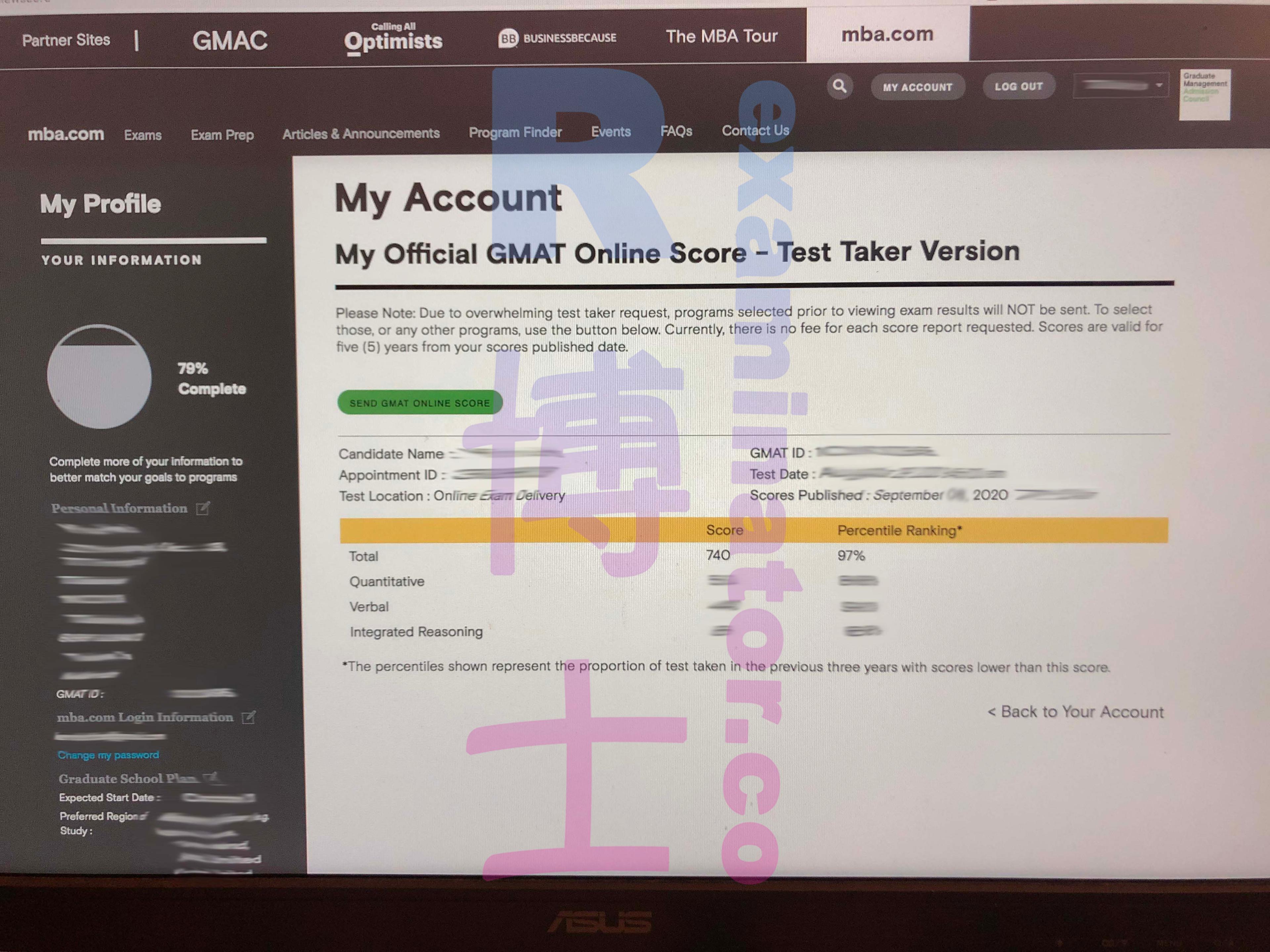 score image for GMAT Cheating success story #80