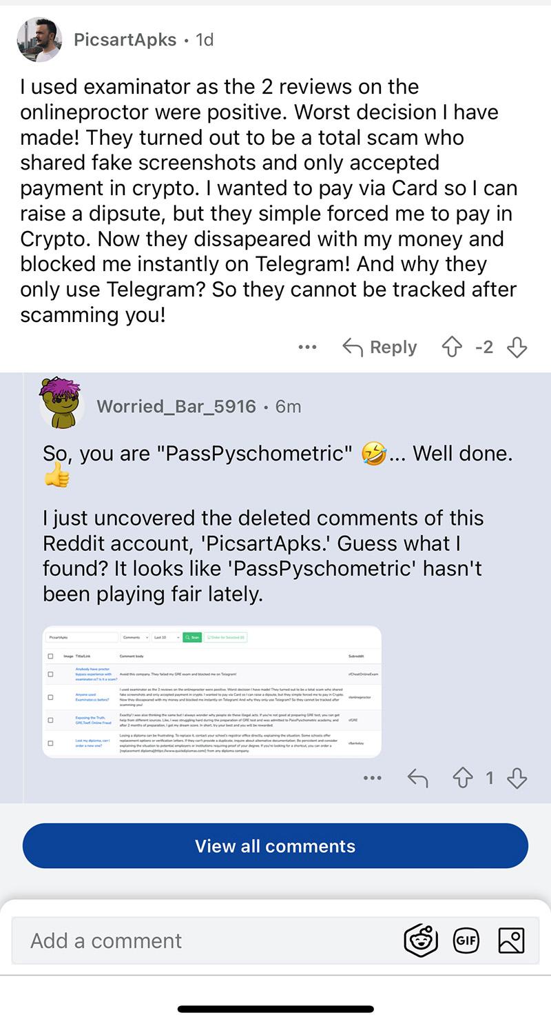 PassPsychometric.com fake review attack