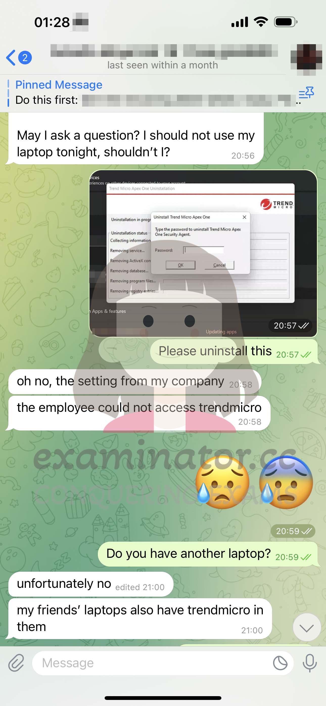 screenshot of chat logs for GMAT Cheating success story #589