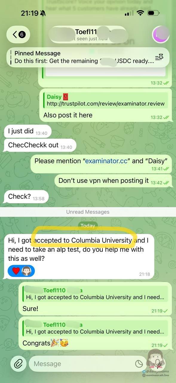 score image for TOEFL Cheating success story #729