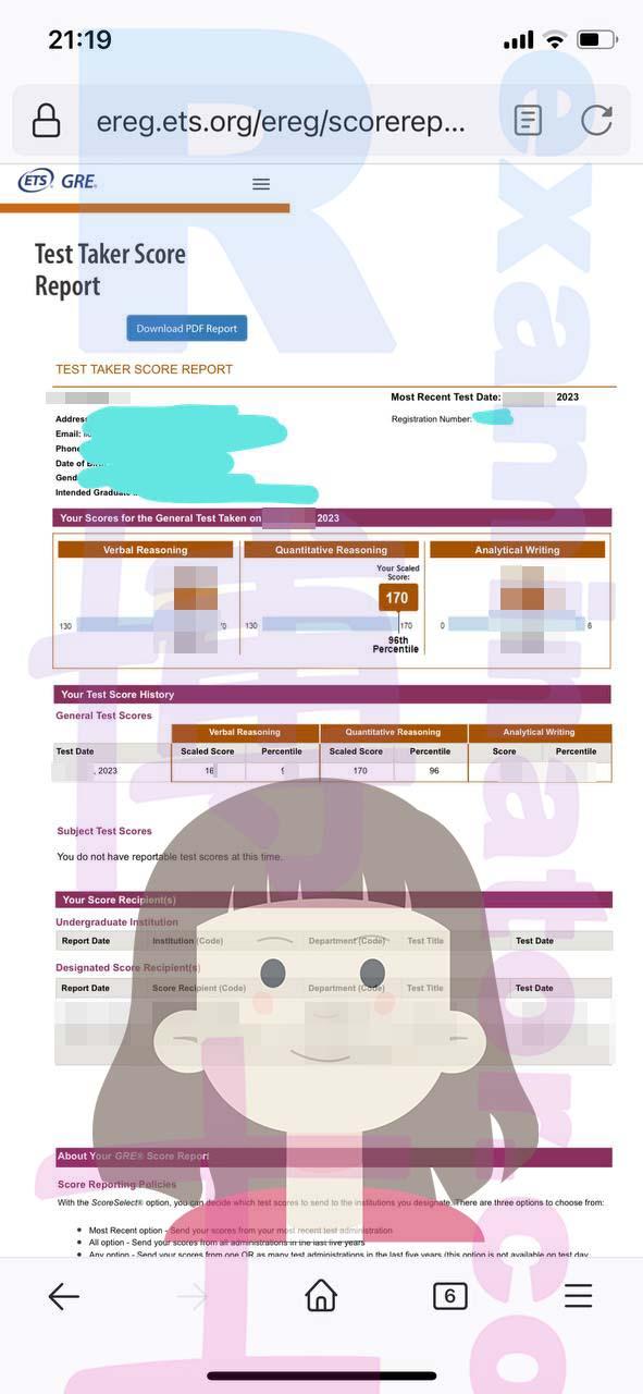 score image for GRE Cheating success story #546