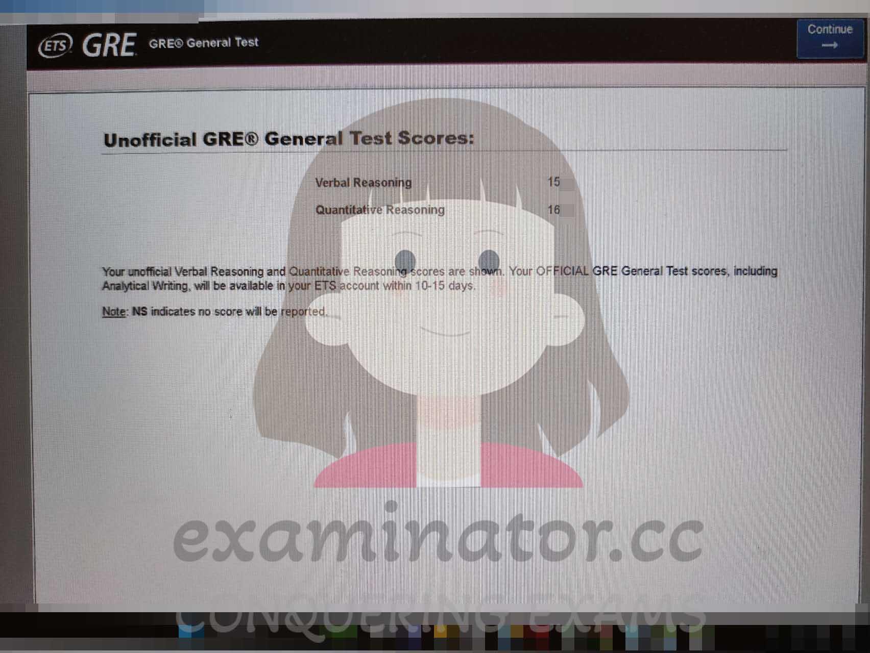 score image for GRE Cheating success story #594