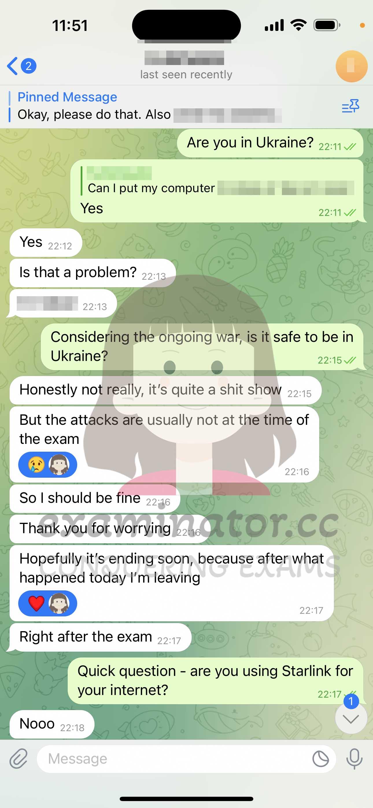 screenshot of chat logs for GMAT Cheating success story #593