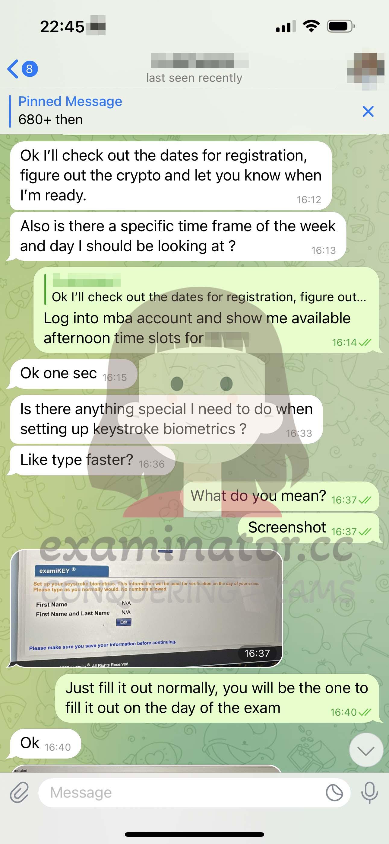 screenshot of chat logs for [GMAT Cheating] success story #363