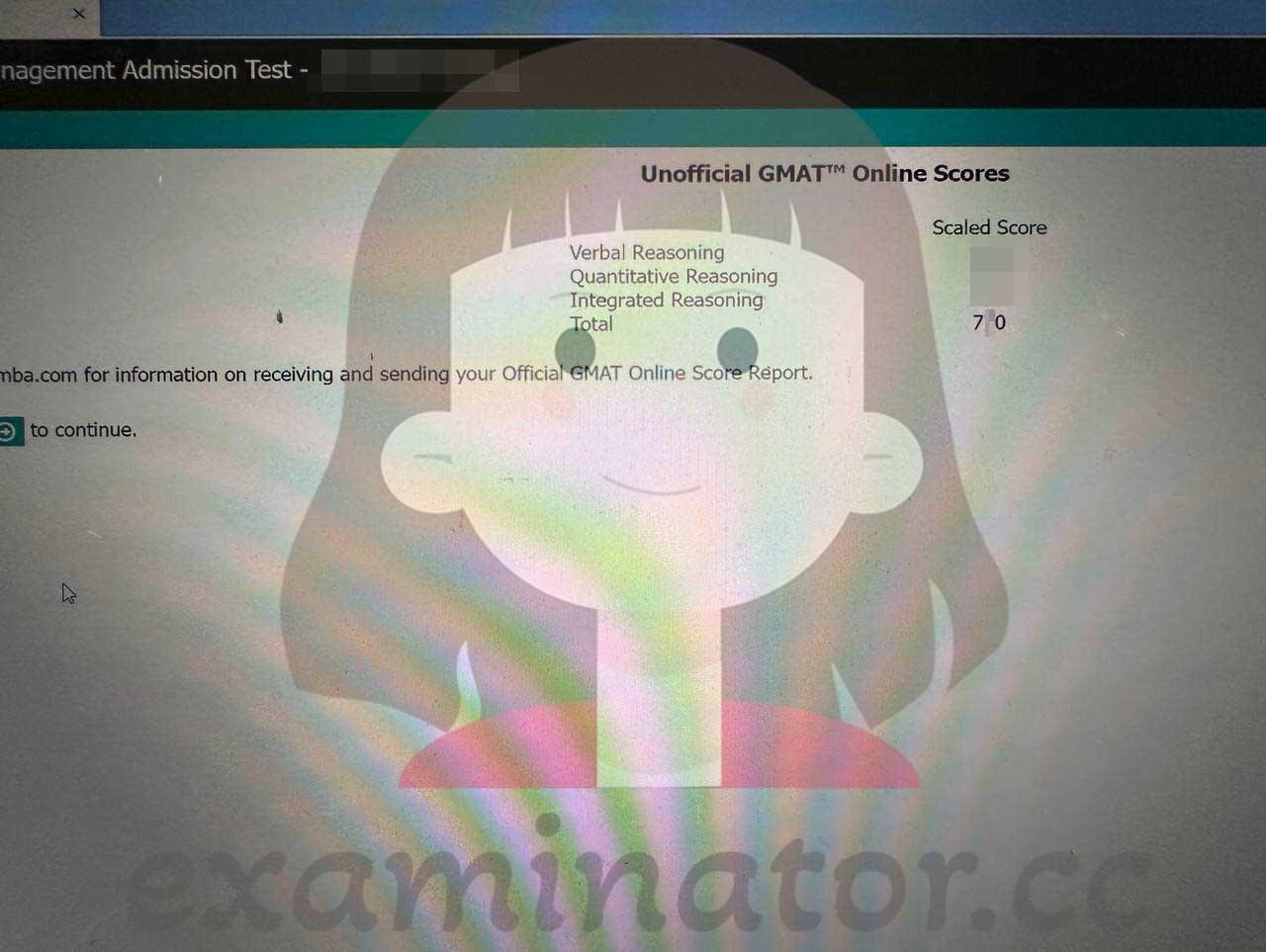 score image for GMAT Cheating success story #603