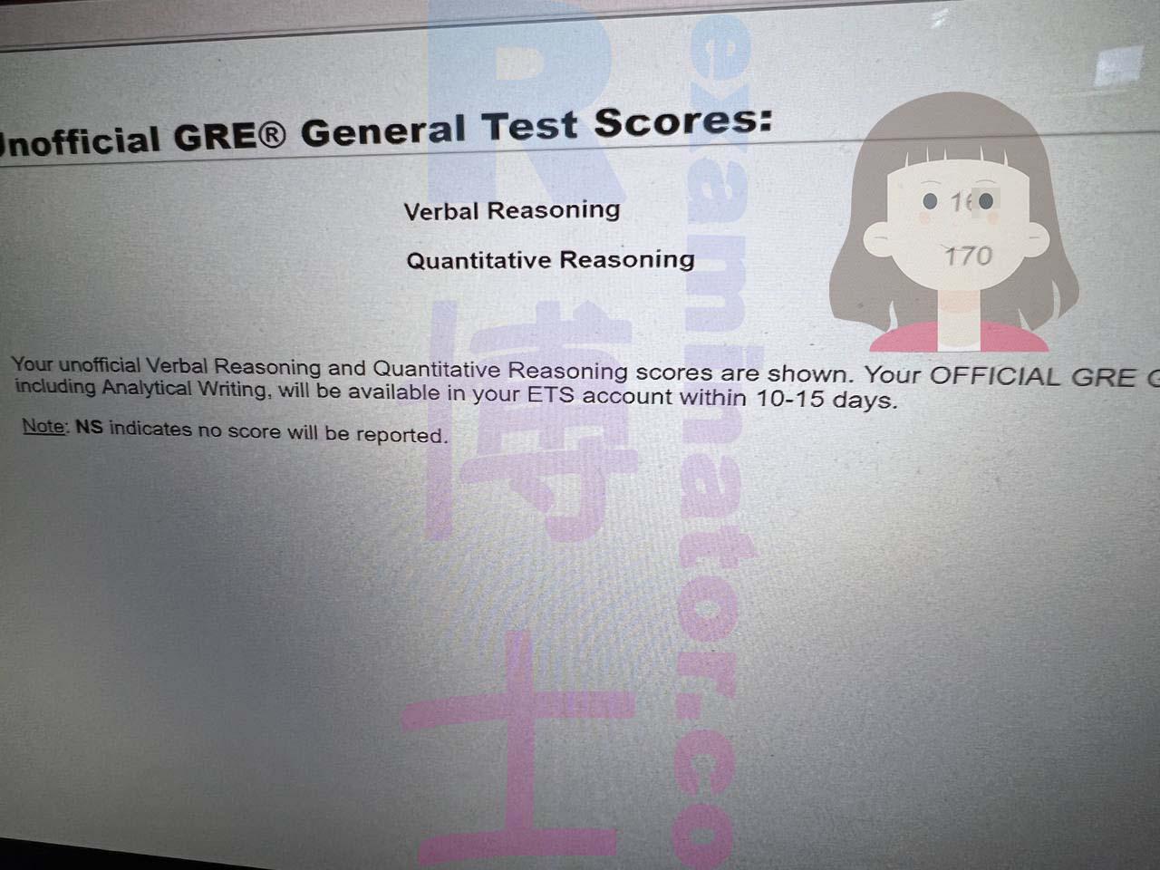 score image for GRE Cheating success story #475