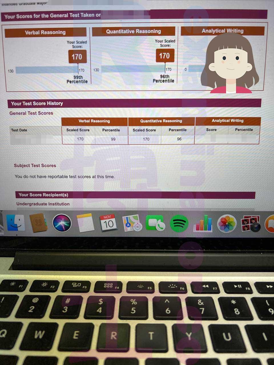score image for GRE Cheating success story #485