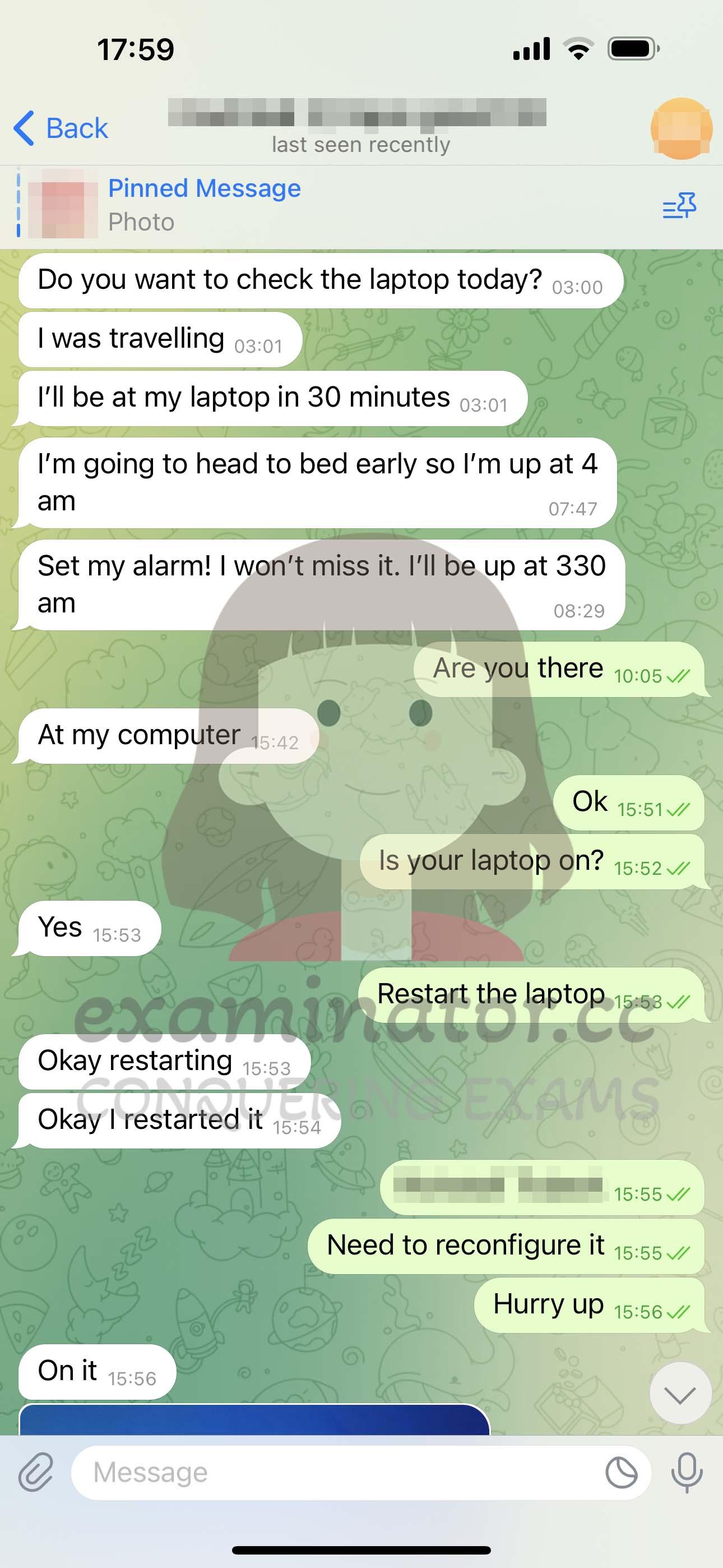 screenshot of chat logs for GMAT Cheating success story #556