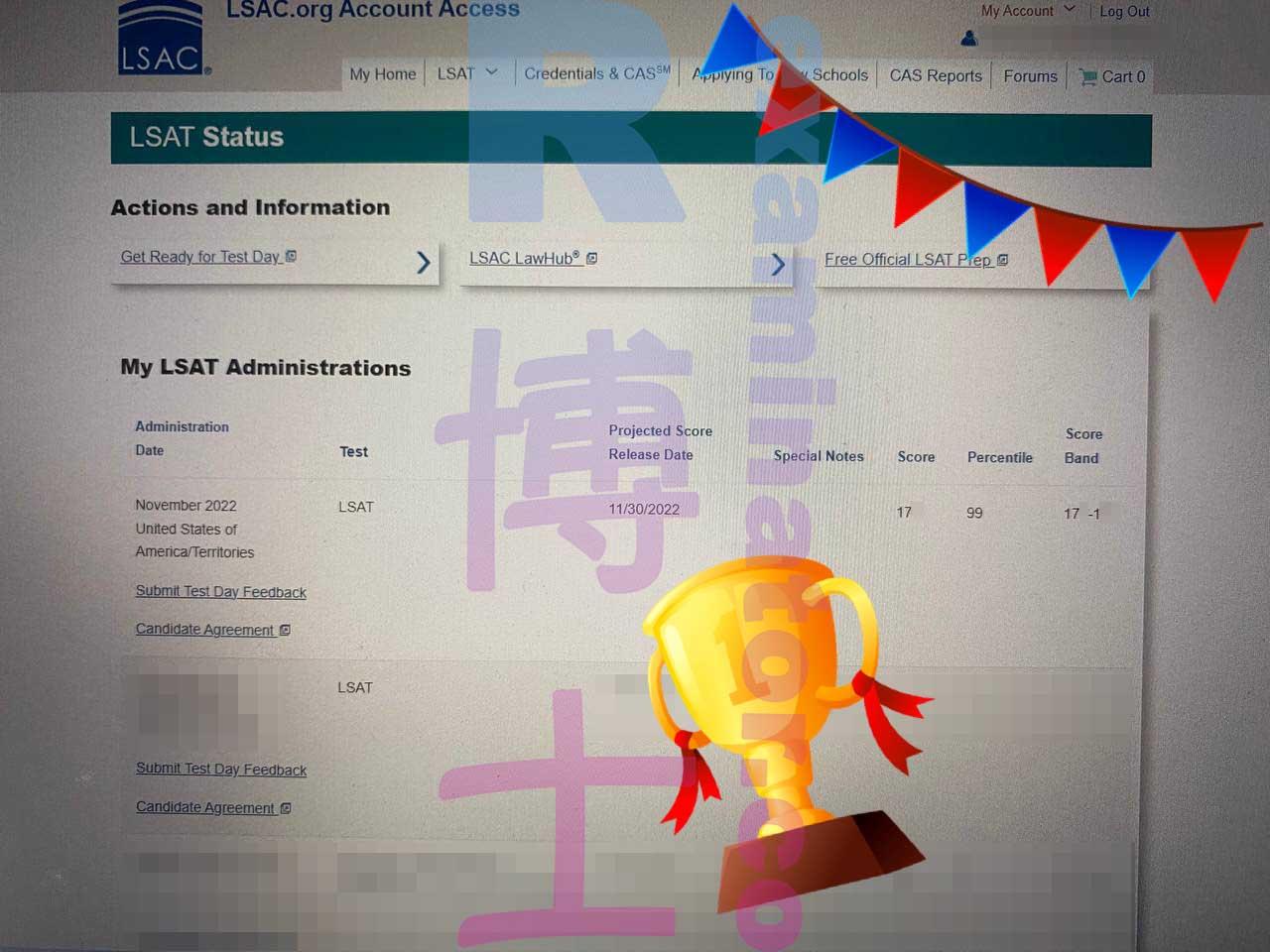 score image for LSAT Cheating success story #423