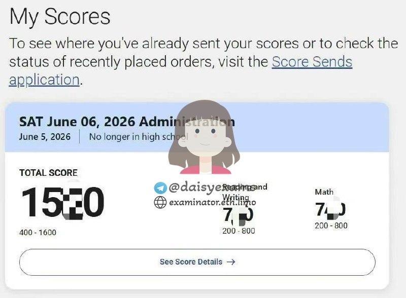 score image for SAT Cheating success story #749