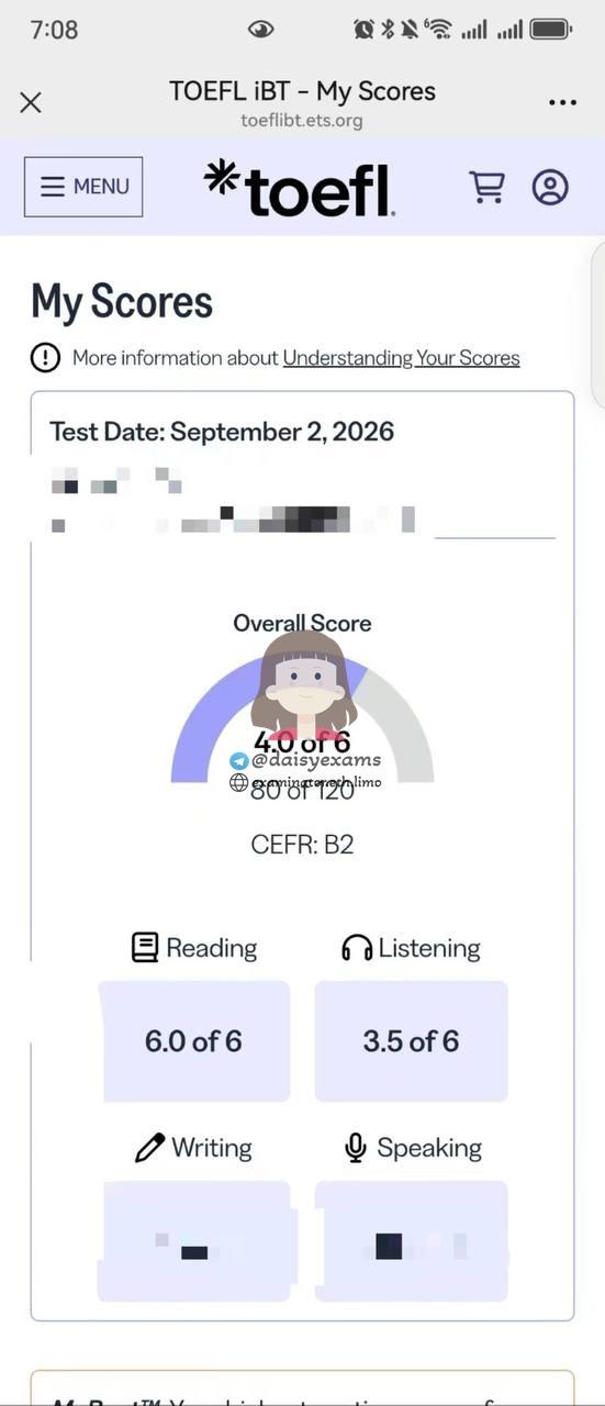 score image for TOEFL Cheating success story #757