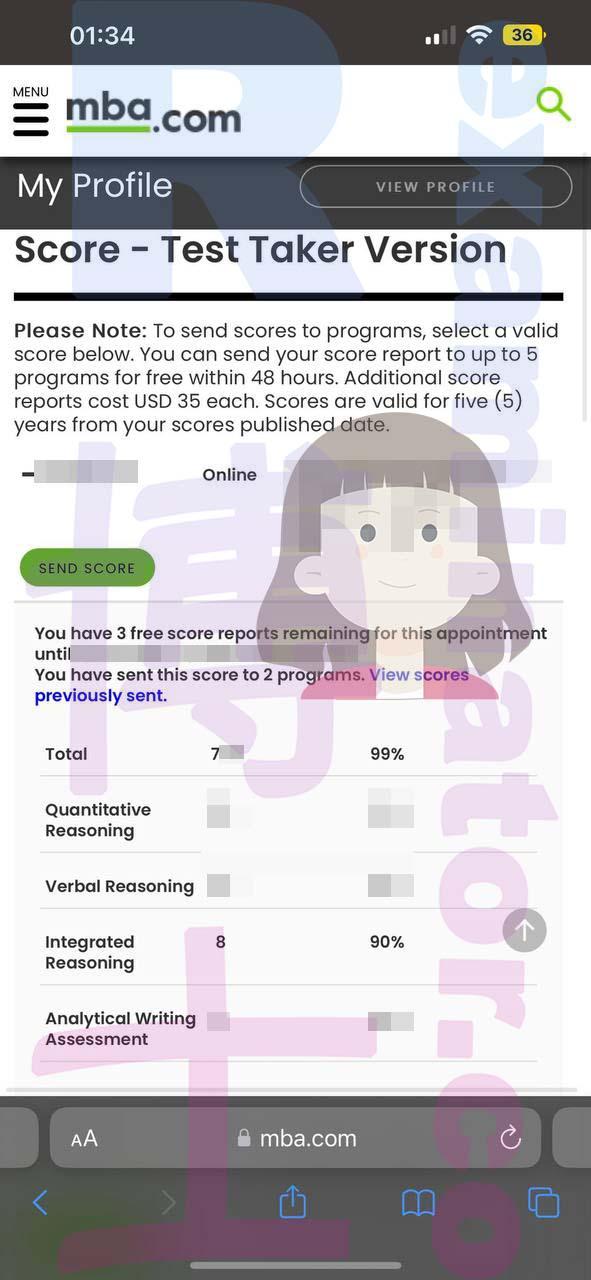 score image for GMAT Cheating success story #480