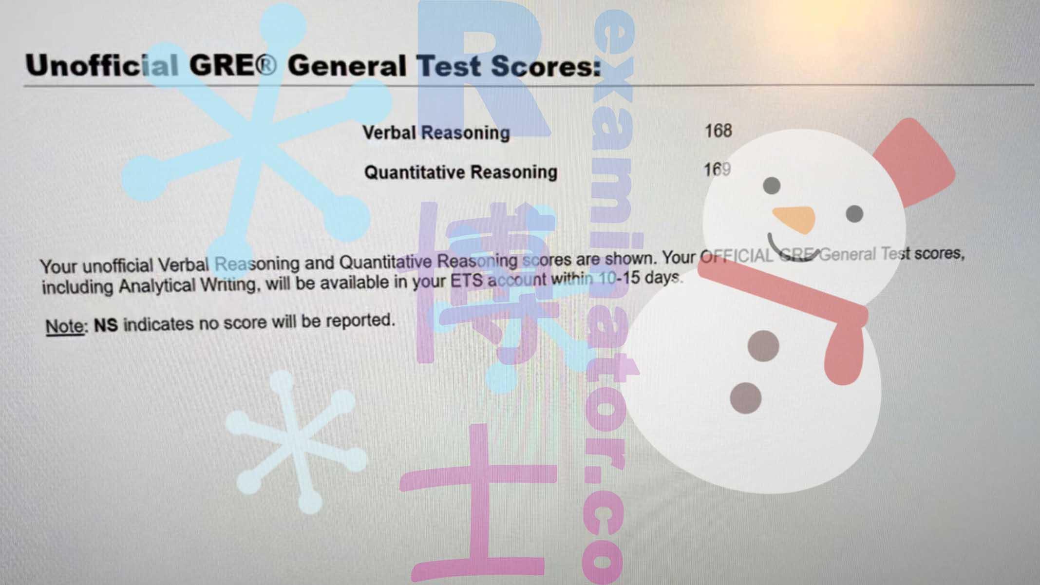 score image for GRE Cheating success story #260