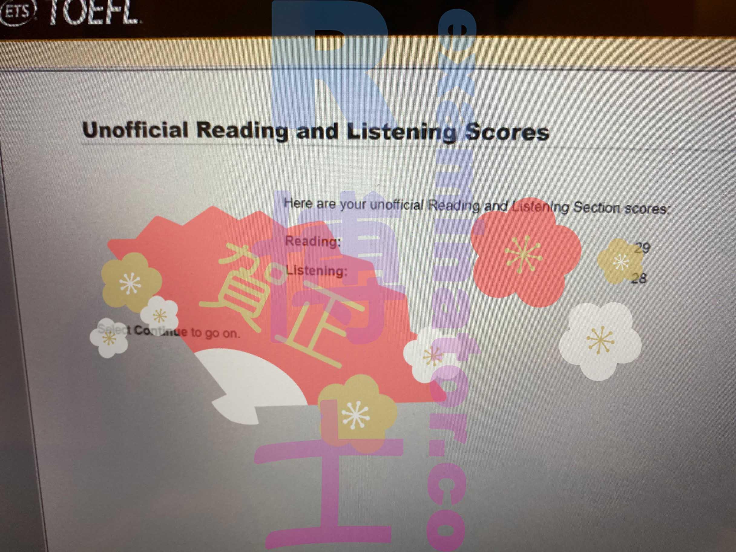 score image for TOEFL Proxy Testing success story #280