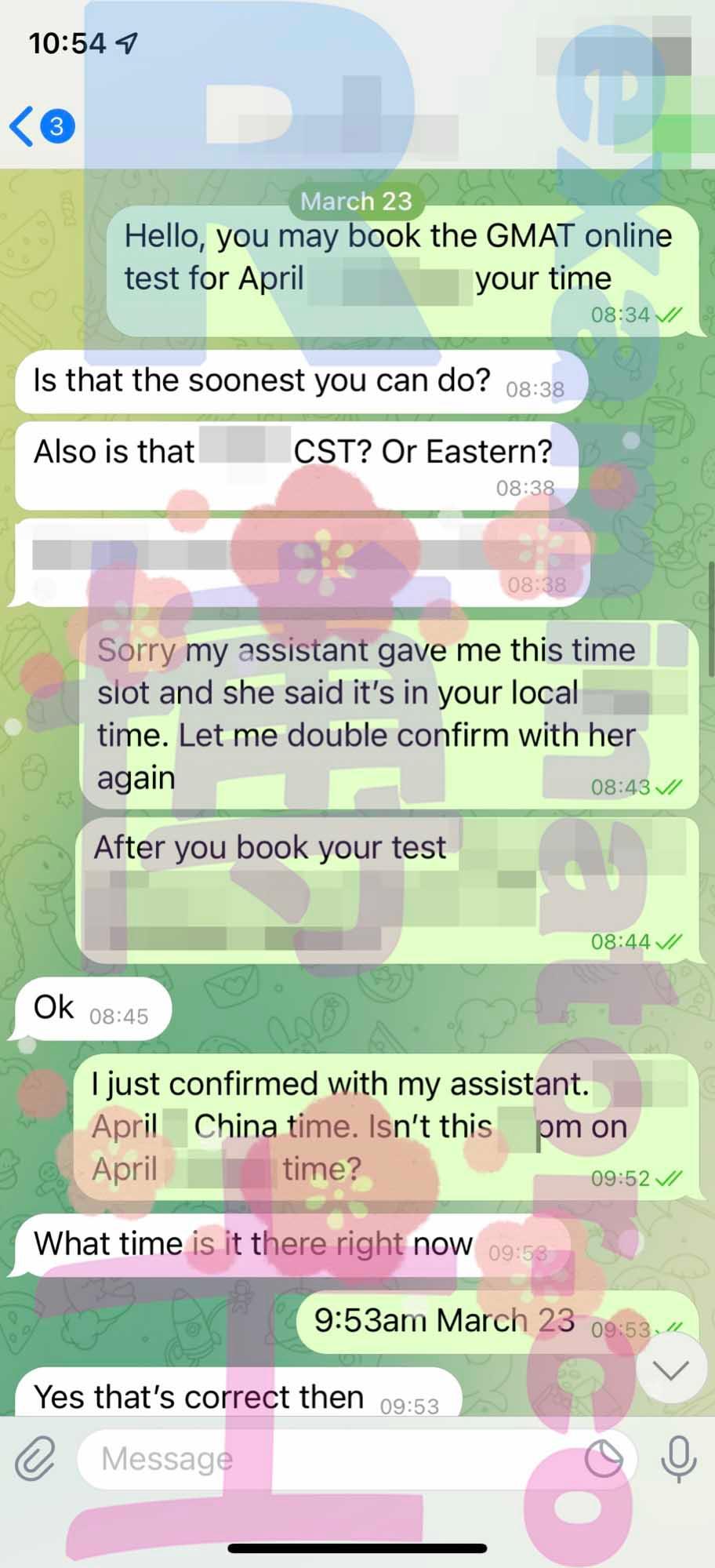 screenshot of chat logs for [GMAT Proxy Testing] success story #160
