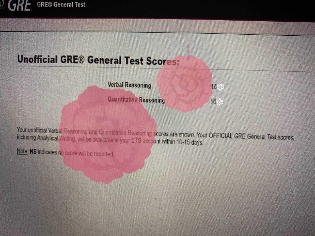 score image for GRE Cheating success story #307