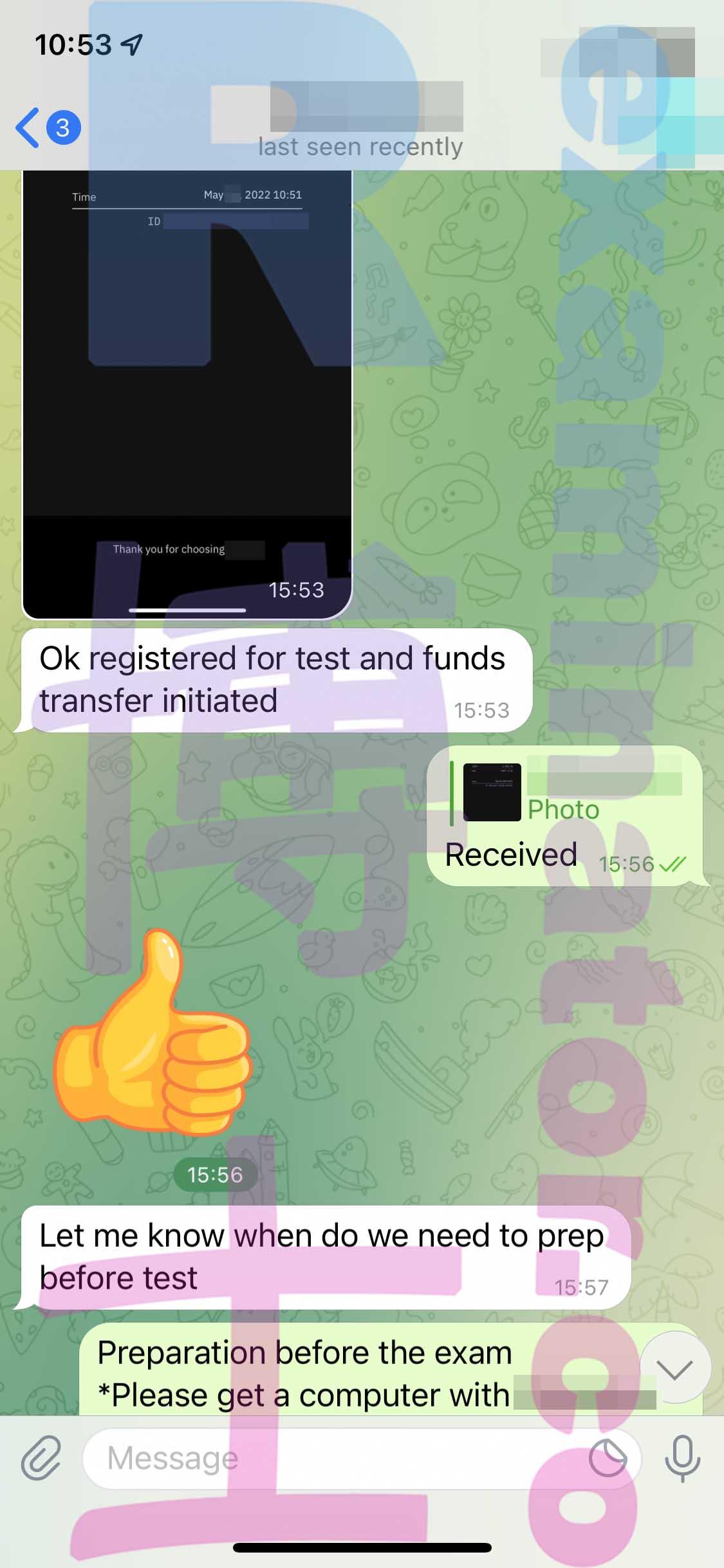 screenshot of chat logs for [GRE Proxy Testing] success story #177