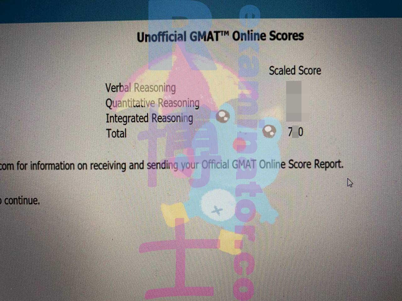 Score image for GMAT Proxy Testing success story #326
