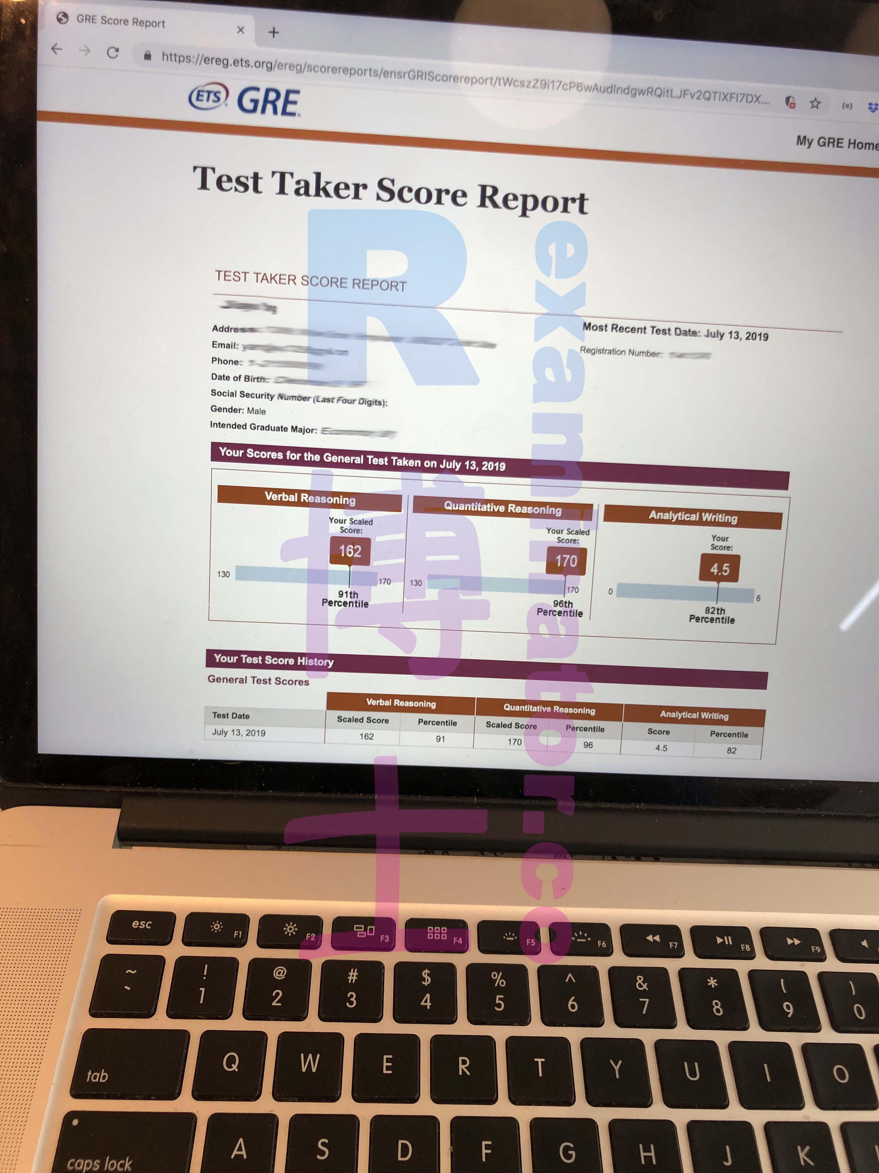 Score image for GRE Proxy Testing success story #44