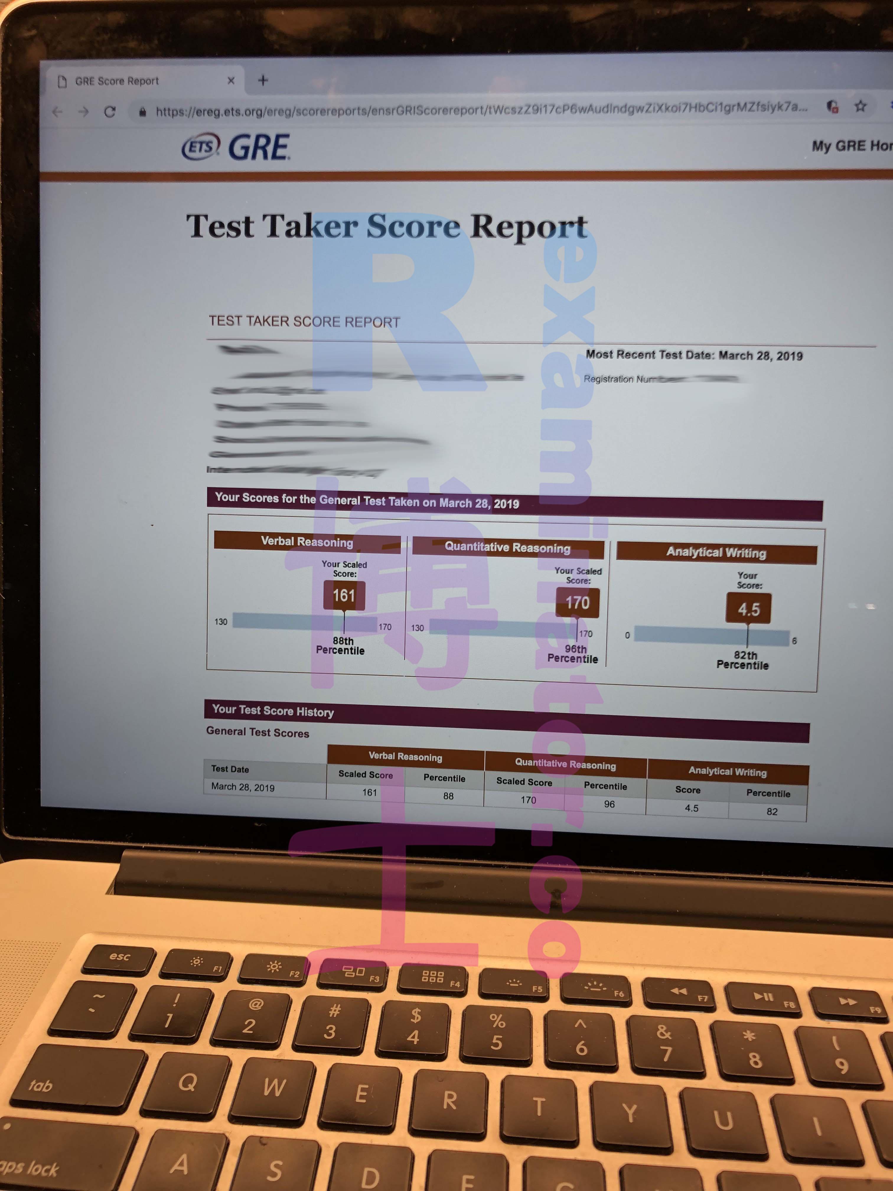 Score image for GRE Proxy Testing success story #34