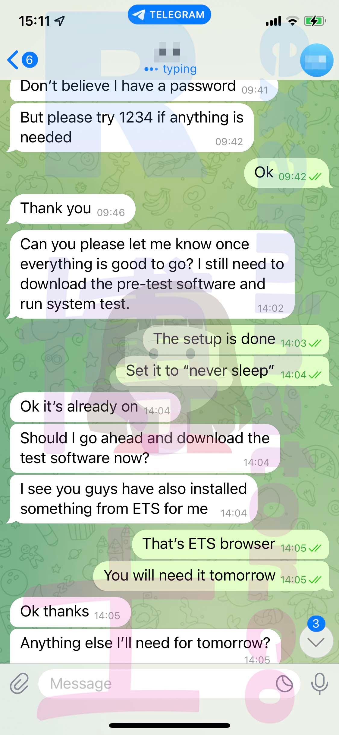 screenshot of chat logs for GRE Proxy Testing success story #468