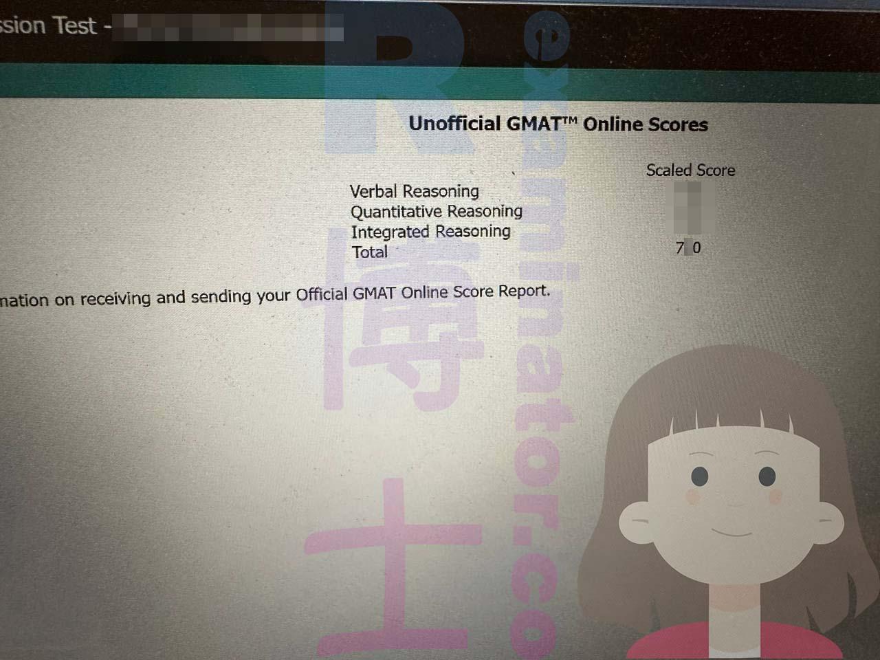 Score image for GMAT Proxy Testing success story #543