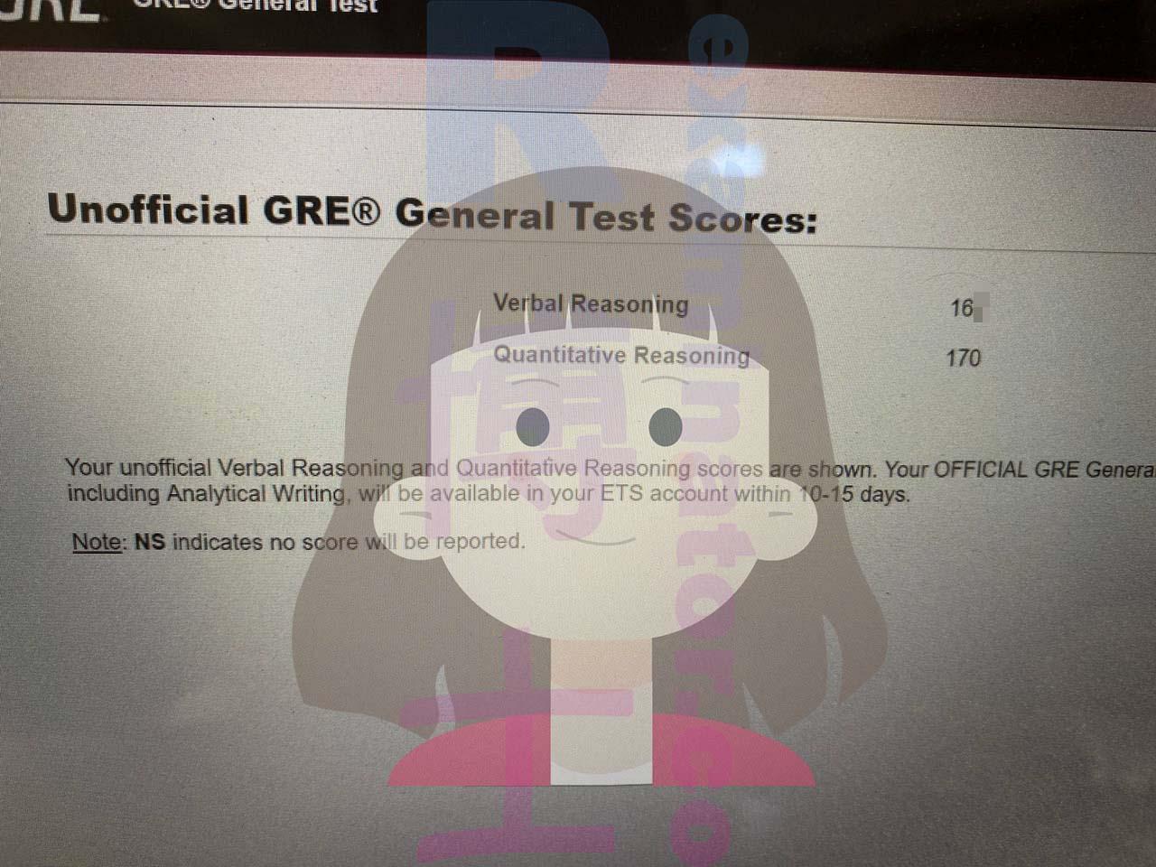 Score image for GRE Proxy Testing success story #505