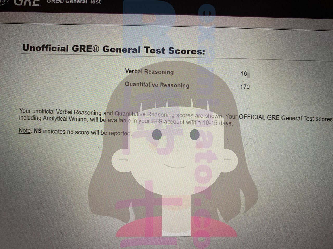 Score image for GRE Proxy Testing success story #497