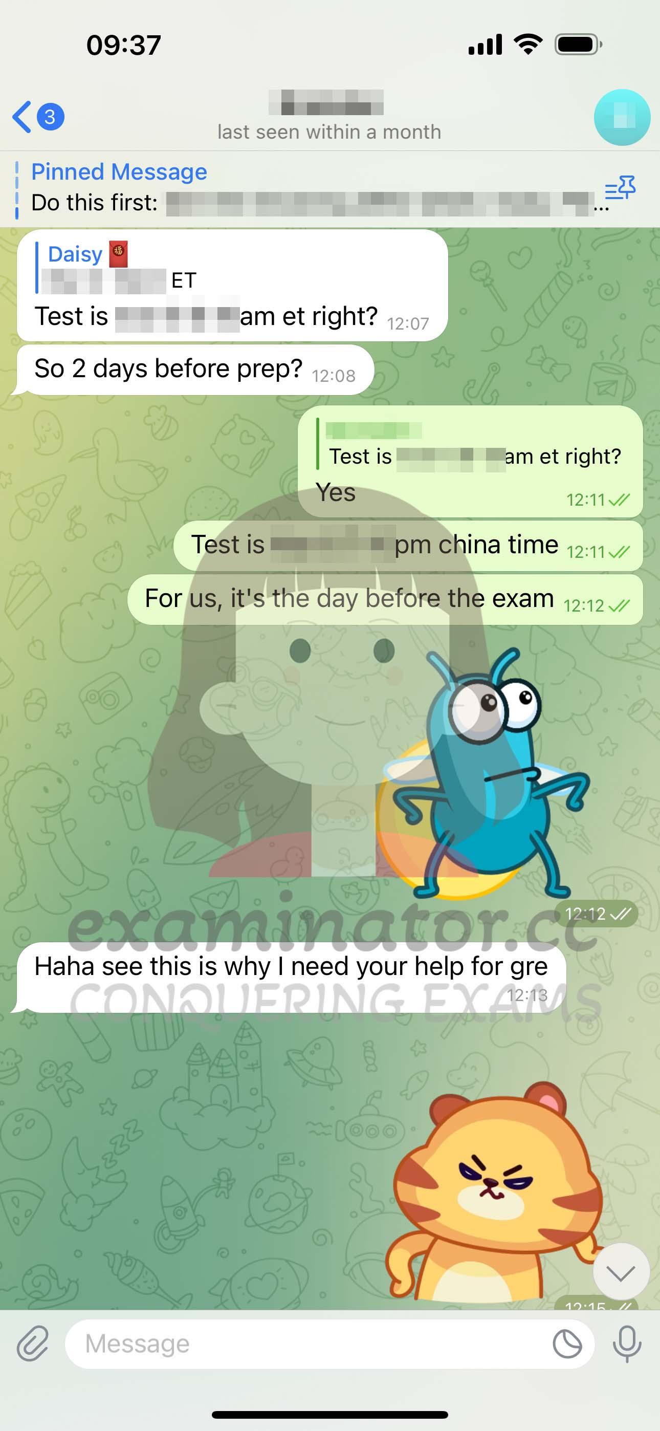 screenshot of chat logs for GRE Proxy Testing success story #586
