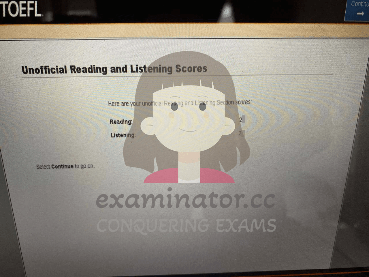 Score image for TOEFL Proxy Testing success story #590