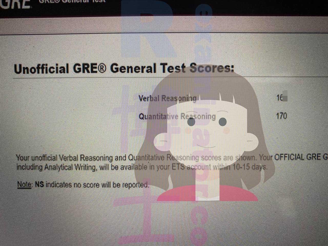 Score image for GRE Cheating success story #488