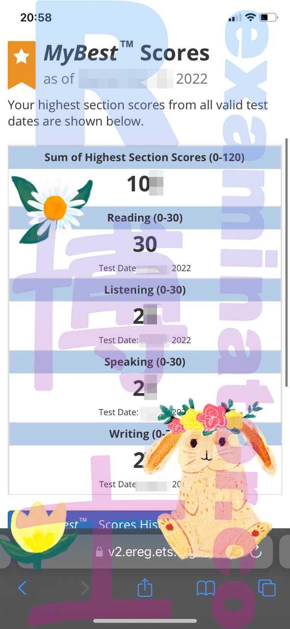 Official score of 100+ on TOEFL Home edition!!✨ Taiwanese customer left a long and earnest  5-star review! ⭐️⭐️⭐️⭐️⭐️(Chinese) “I will work harder in learning English!”