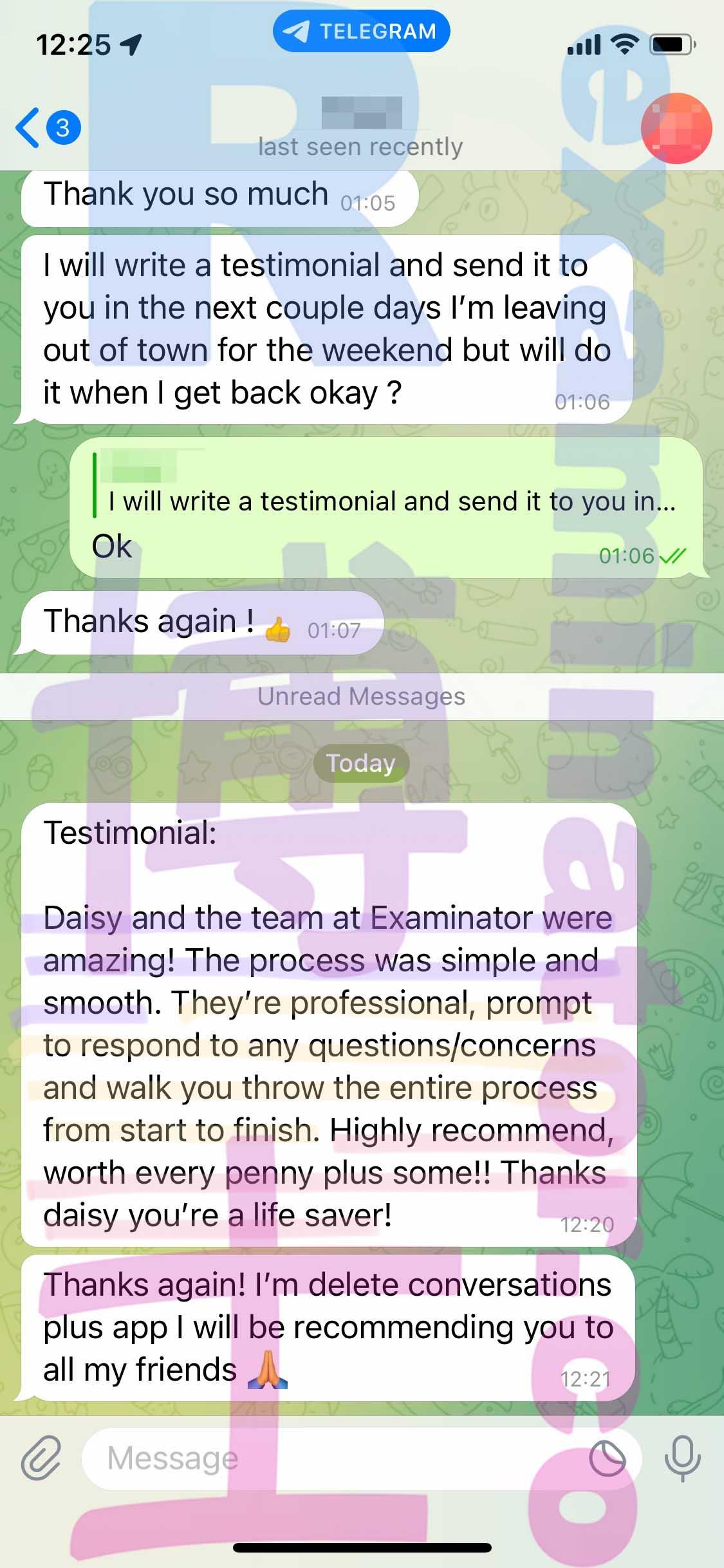 screenshot of chat logs for GMAT Cheating success story #371