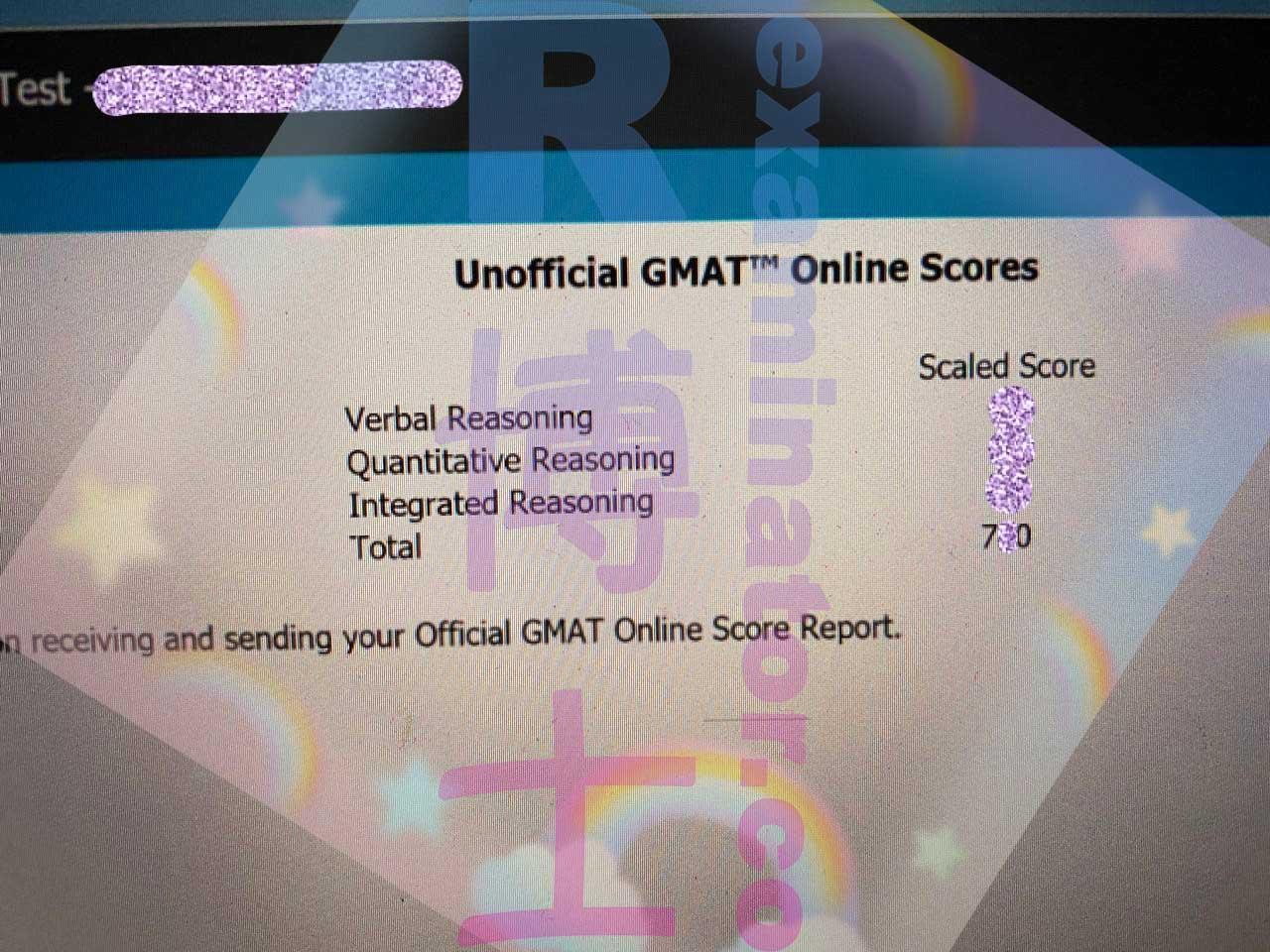 Score image for GMAT Proxy Testing success story #340
