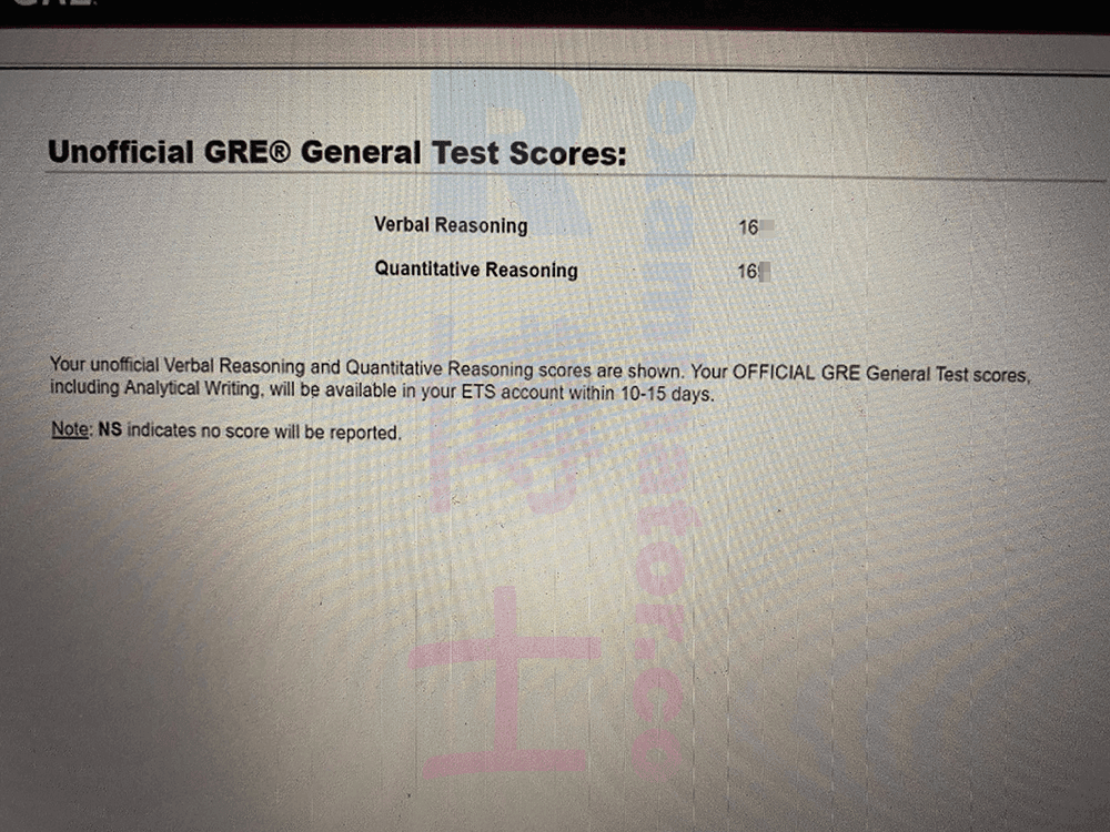 Score image for GRE Proxy Testing success story #331