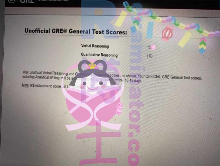 Score image for GRE Cheating success story #352