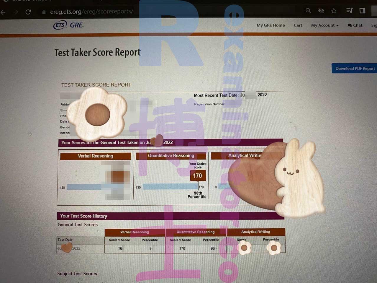 score image for GRE Proxy Testing success story #345