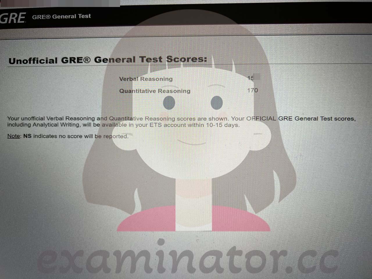 score image for GRE Cheating success story #554