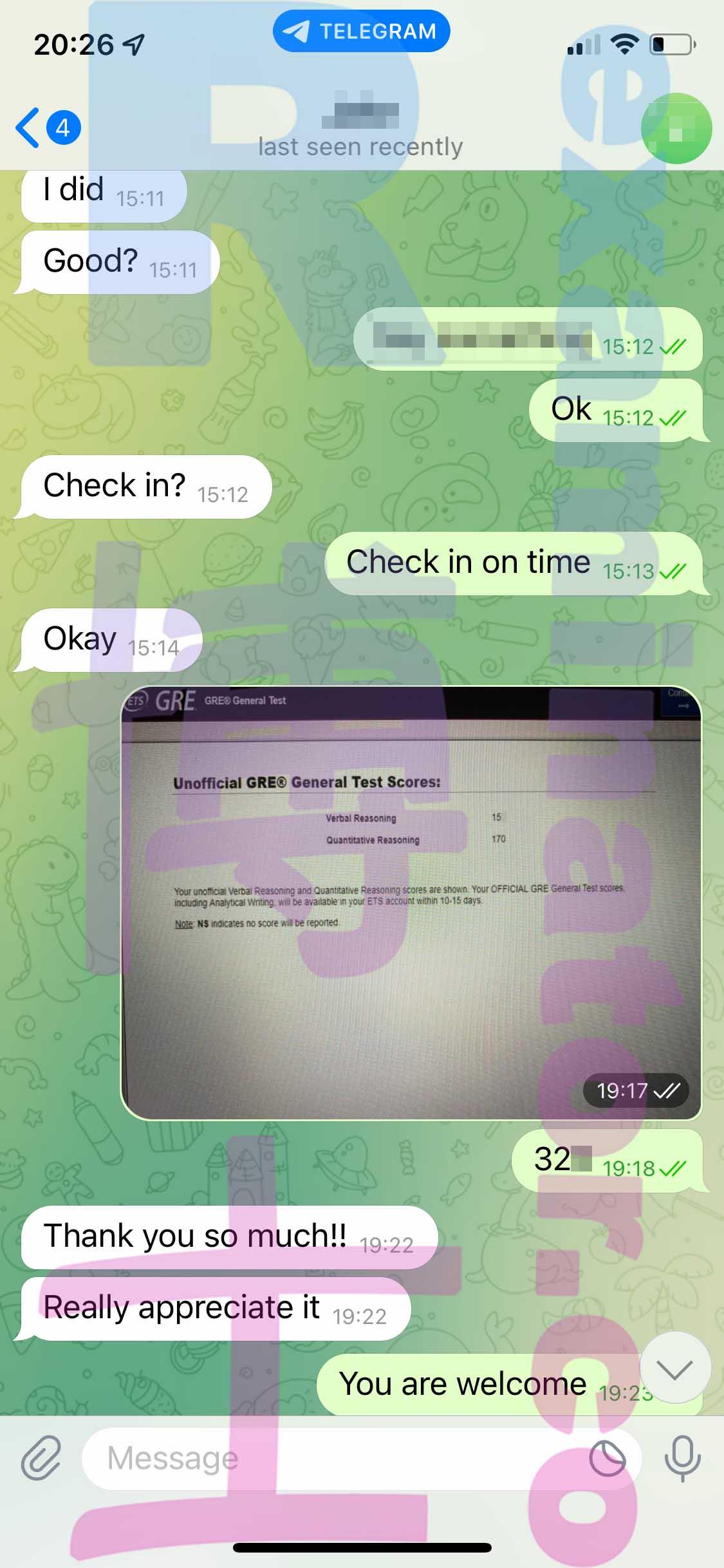 screenshot of chat logs for GRE Proxy Testing success story #391
