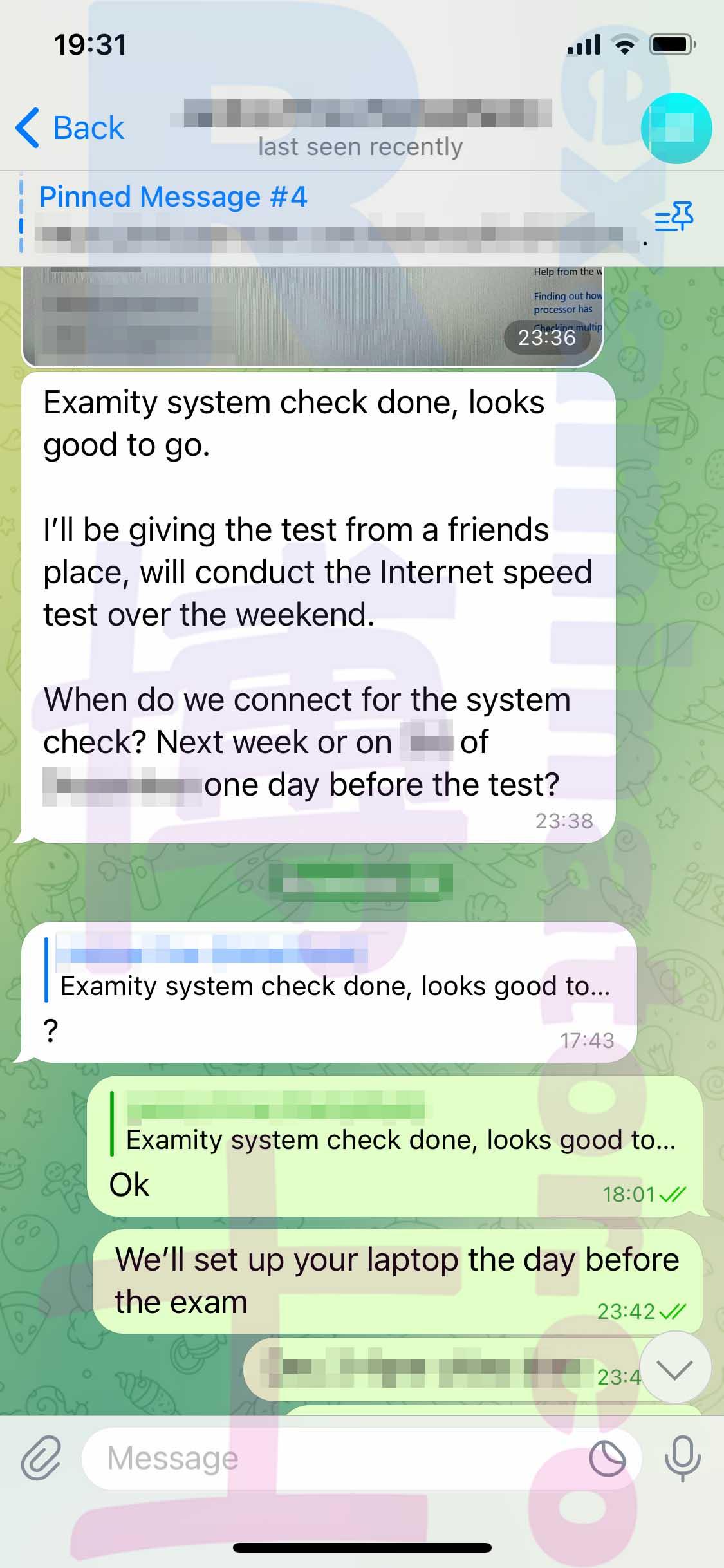 screenshot of chat logs for GMAT Cheating success story #487