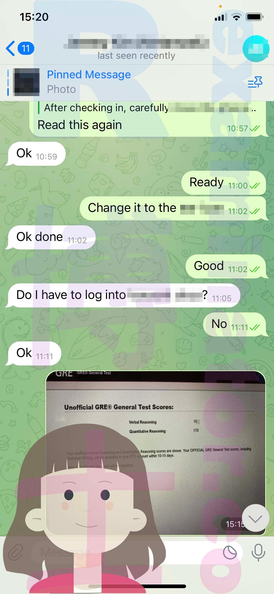 screenshot of chat logs for GRE Proxy Testing success story #534