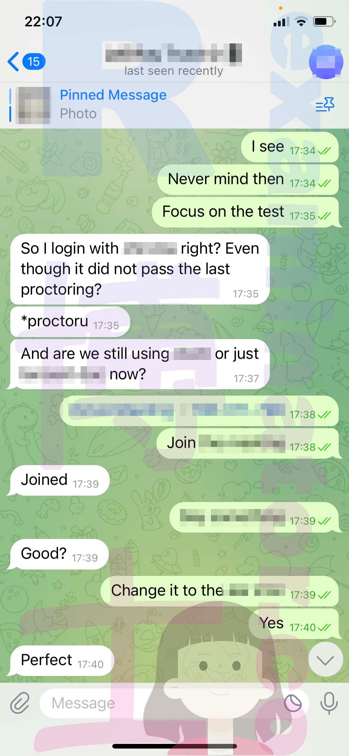 screenshot of chat logs for GRE Proxy Testing success story #523